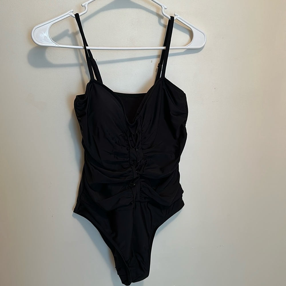 Black one piece bathing suit